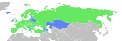 Map of UEFA countries, teams from which have reached the group stage of the UEFA Champions League  �����UEFA member country that has been represented in the group stage �����UEFA member country that has not been represented in the group stage �����Not a UEFA member