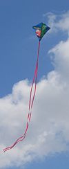 A simple geometric kite with a tail.