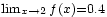 \scriptstyle \lim_{x\to 2}f(x)=0.4