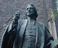 Statue of John Wesley outside Wesley Church in Melbourne, Australia