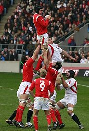 Michael Owen takes a line-out