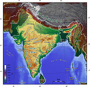 Topographic map of India.