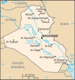 The location of Baghdad within Iraq.