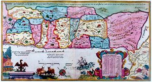 Allotments of Israelite tribes in Eretz Israel. (1695 Amsterdam Haggada)