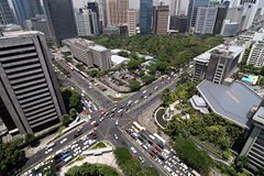 The Ayala Triangle in the Makati City central business district.