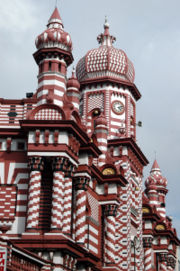 The Jami Ul Alfar mosque in Colombo. Islam was brought to Sri Lanka by Arab Merchants