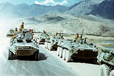 Soviet troops withdrawing from Afghanistan in 1988. Photo by Mikhail Evstafiev