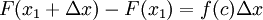 F(x_1 + \Delta x) - F(x_1) = f(c) \Delta x \,