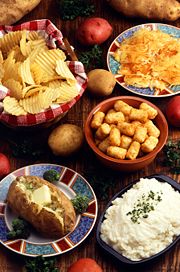 Various potato dishes.