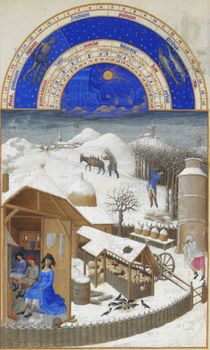 February, from the  Tr�s Riches Heures du duc de Berry, ca.1410