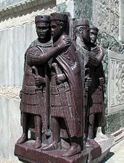 The Tetrarchs, a porphyry sculpture sacked from a Byzantine palace in 1204, Treasury of St Mark's, Venice ���