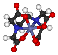 EDTA chelates an octahedrally-coordinated Co3+ ion in [Co(EDTA)]−