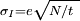 \scriptstyle\sigma_{I} = e\sqrt{N/t\  }