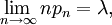 \lim_{n\rightarrow\infty} np_n = \lambda,