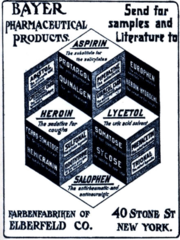 Advertisement for Aspirin, Heroin, Lycetol, Salophen