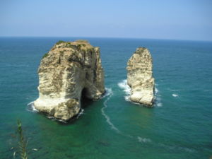 A view of Raouch� off the coast of Beirut, Lebanon.