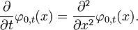  \frac{\partial}{\partial t} \varphi_{0,t}(x) = \frac{\partial^2}{\partial x^2} \varphi_{0,t}(x). 