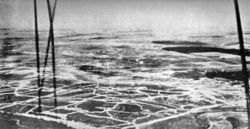 An aerial view of the Somme battlefield in July, taken from a British balloon near B�court