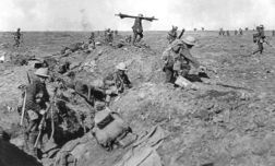 British infantry advancing near Ginchy during the Battle of Morval, 25 September