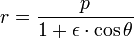 r=\frac{p}{1+\epsilon\cdot\cos\theta}