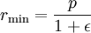 r_\mathrm{min}=\frac{p}{1+\epsilon}