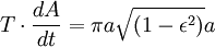 T\cdot \frac{dA}{dt}=\pi a \sqrt{(1-\epsilon^2)}a