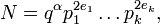 N=q^{\alpha} p_1^{2e_1} \ldots p_k^{2e_k}, 