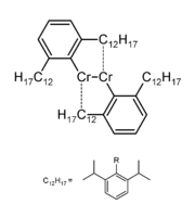 The compound synthesized by Nguyen, which was determined experimentally to contain a Cr-Cr quintuple bond