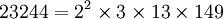 23244 = 2^2 \times 3 \times 13 \times 149