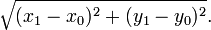  \sqrt{(x_1-x_0)^2 + (y_1-y_0)^2}. 