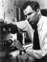 Glenn Seaborg at the Geiger Counter, 301 Gilman Hall, Berkeley, California, where he discovered plutonium.