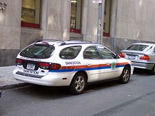 A Ford Taurus "fueled by clean burning ethanol" owned by New York City.