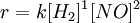  r = k [H_2]^1[NO]^2 \,