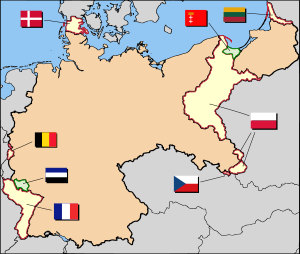 Germany after Versailles  �����Annexed by neighbouring countries �����Administered by the League of Nations �����Weimar Germany