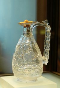 An 11th century rock crystal ewer of Fatimid Egypt.