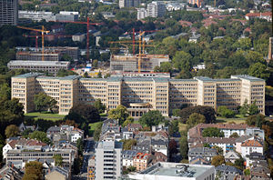 View of the IG Farben Building from the Maintower skyscraper