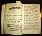 Copy of Garenci�res' 1672 English translation of the Propheties, located in The P.I. Nixon Medical History Library of The University of Texas Health Science Center at San Antonio.