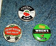 Three common types of British shoe polish of 1960s