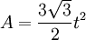 A = \frac{3 \sqrt{3}}{2}t^2