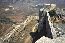 View over the walls of Krak des Chavaliers, near impenetrable crusaders' fortress.