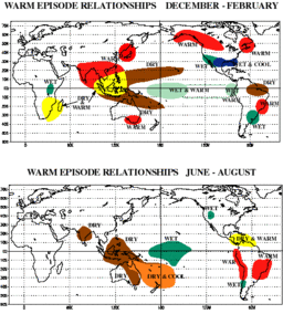 Regional impacts of warm ENSO episodes (El Ni�o).