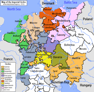 Map of the Empire showing division into Circles in 1512