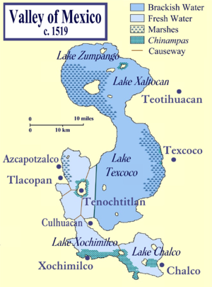 The Valley of Mexico at the time of the Spanish Conquest.