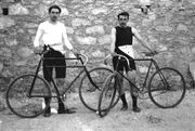 Between them, Frenchmen L�on Flameng (left) and Paul Masson won four cycling events.