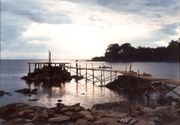 A jetty juts into the water at Nkhata Bay