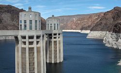 Two intake towers on the Arizona side.