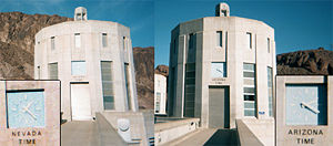 The dam crosses the border between two time zones, the Pacific Time Zone and the Mountain Time Zone