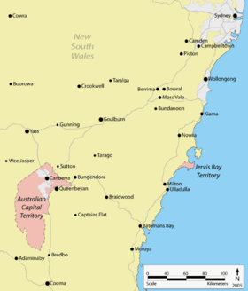 Location of the ACT and Jervis Bay