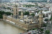 Palace of Westminster; Victoria Tower on the left and Clock Tower on the right side