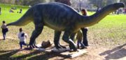 A Plateosaurus statue in the Gr�n 80 park, near Basel, Switzerland.